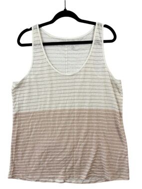 Mossimo Supply Co. Cream and Tan Striped Scoop Neck Tank